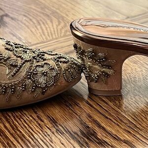 new hand embroidered gold footwear, tailored perfectly. Wrong size, never worn!